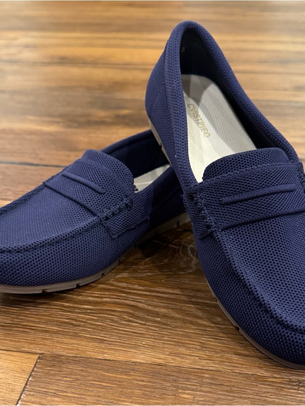 Women's Navy Slip-On Loafers - Casual Everyday Flats - Picture 2 of 9
